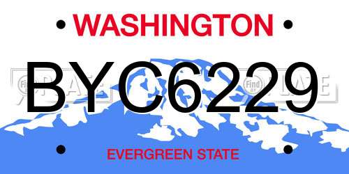 BYC6229 Washington License Plate