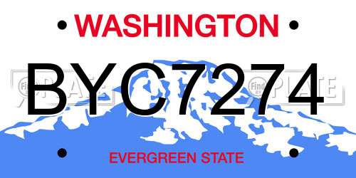 BYC7274 Washington License Plate