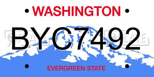 BYC7492 Washington License Plate