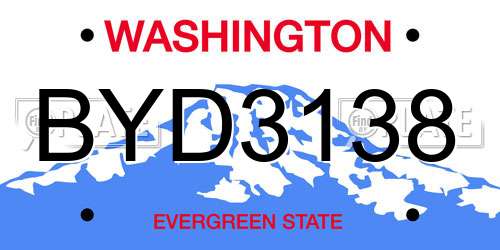BYD3138 Washington License Plate