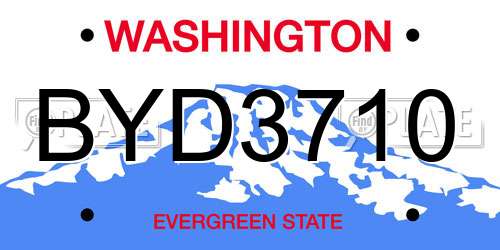 BYD3710 Washington License Plate