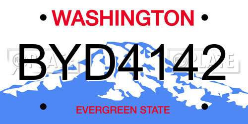 BYD4142 Washington License Plate