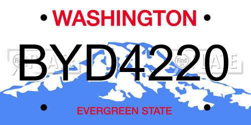 BYD4220 Washington License Plate