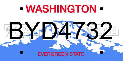 BYD4732 Washington License Plate