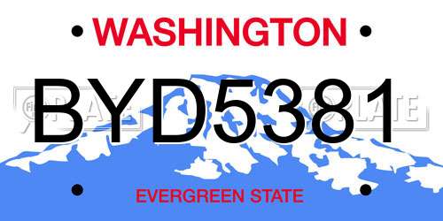 BYD5381 Washington License Plate