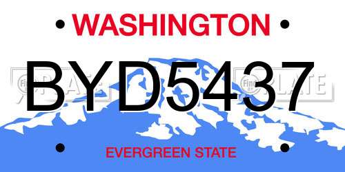 BYD5437 Washington License Plate