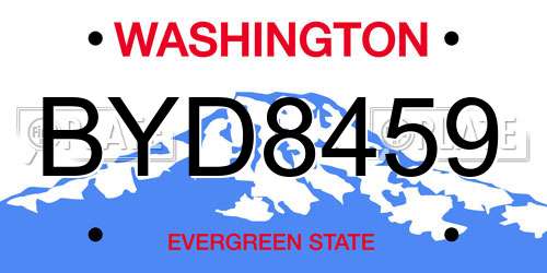 BYD8459 Washington License Plate