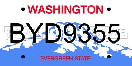 BYD9355 Washington License Plate