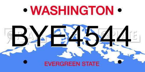 BYE4544 Washington License Plate