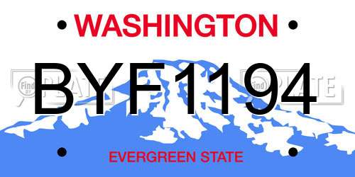 BYF1194 Washington License Plate