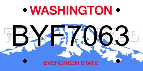 BYF7063 Washington License Plate