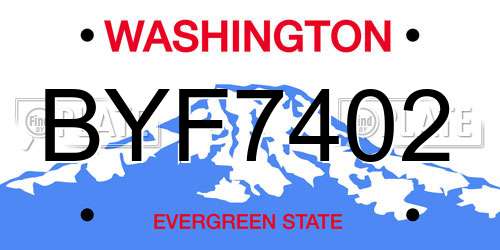 BYF7402 Washington License Plate