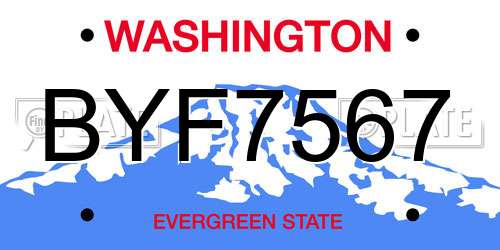 BYF7567 Washington License Plate