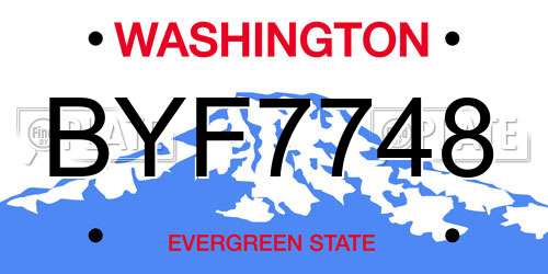 BYF7748 Washington License Plate