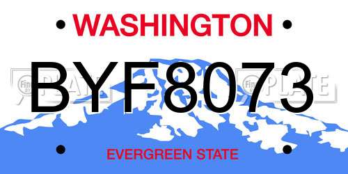 BYF8073 Washington License Plate