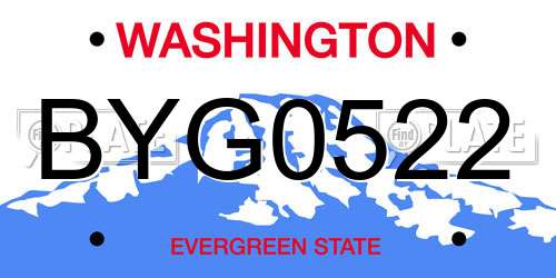 BYG0522 Washington License Plate