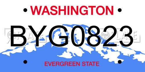 BYG0823 Washington License Plate