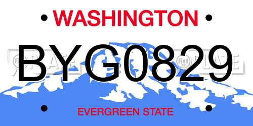 BYG0829 Washington License Plate