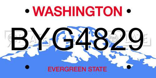 BYG4829 Washington License Plate