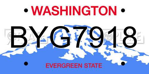 BYG7918 Washington License Plate