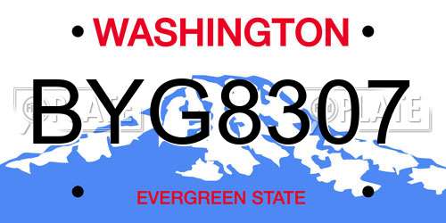 BYG8307 Washington License Plate