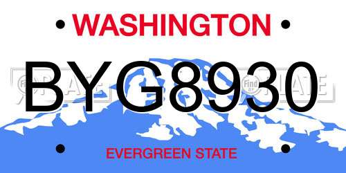 BYG8930 Washington License Plate
