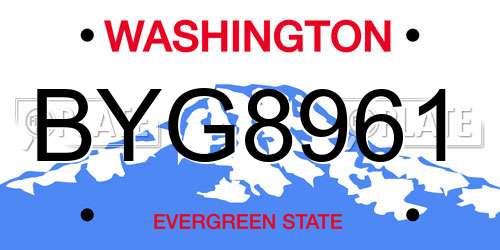 BYG8961 Washington License Plate
