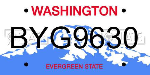 BYG9630 Washington License Plate