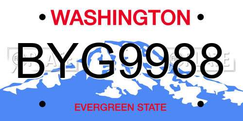 BYG9988 Washington License Plate