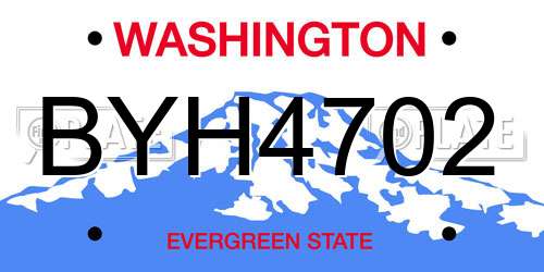 BYH4702 Washington License Plate