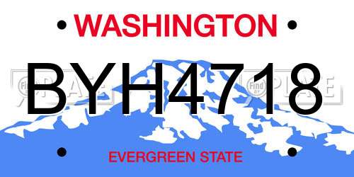 BYH4718 Washington License Plate