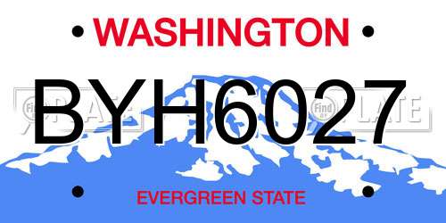 BYH6027 Washington License Plate