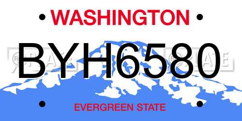 BYH6580 Washington License Plate
