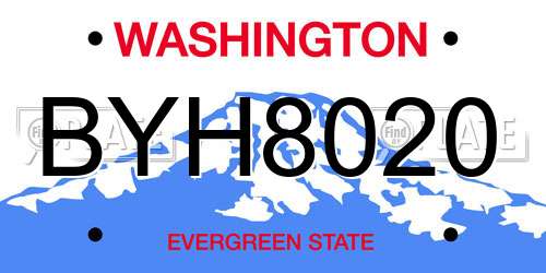 BYH8020 Washington License Plate