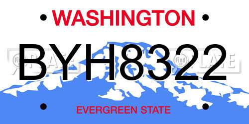 BYH8322 Washington License Plate
