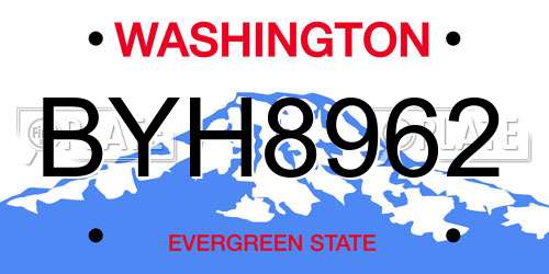 BYH8962 Washington License Plate