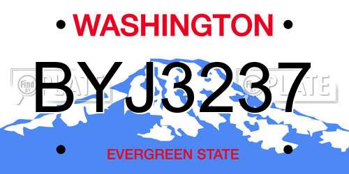 BYJ3237 Washington License Plate