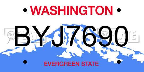 BYJ7690 Washington License Plate
