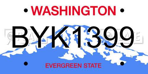 BYK1399 Washington License Plate