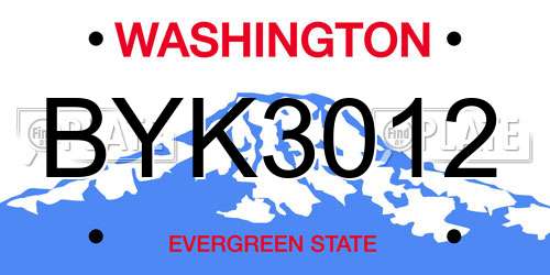 BYK3012 Washington License Plate