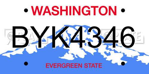 BYK4346 Washington License Plate