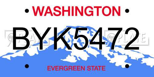 BYK5472 Washington License Plate