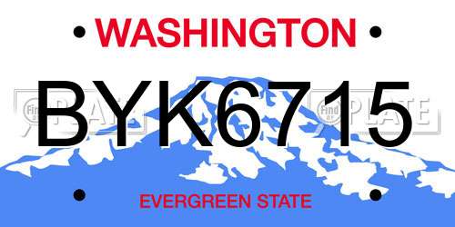 BYK6715 Washington License Plate