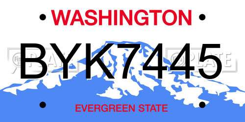 BYK7445 Washington License Plate