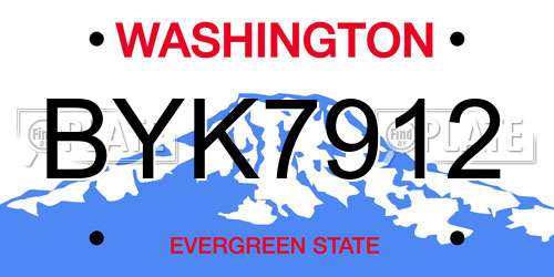 BYK7912 Washington License Plate