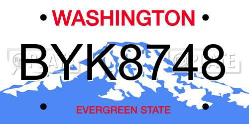 BYK8748 Washington License Plate