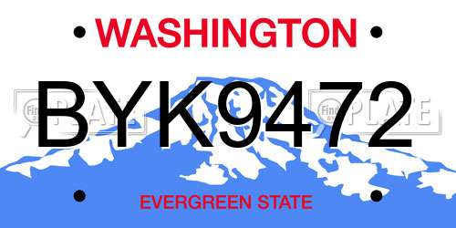 BYK9472 Washington License Plate