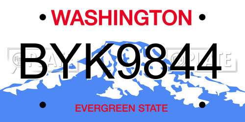 BYK9844 Washington License Plate