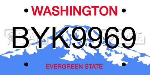 BYK9969 Washington License Plate