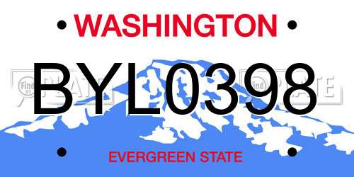 BYL0398 Washington License Plate